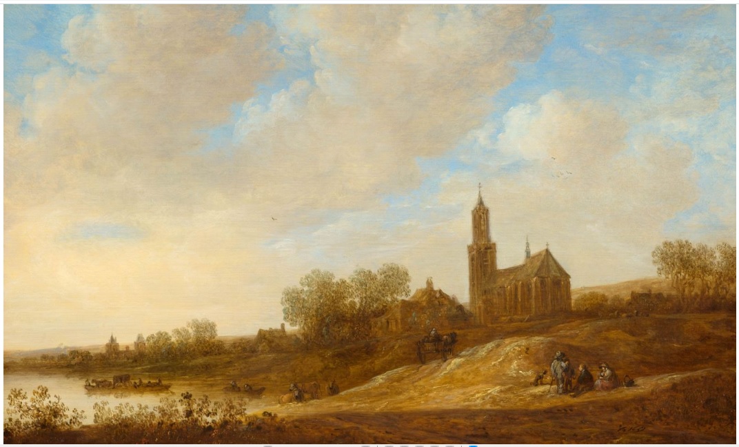 Jans van Gojens. &quot;Upes ainava ar skatu uz Amerongenu&quot; (1651)