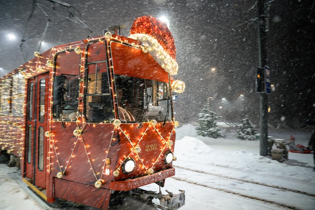 Рождественский трамвай в Лиепае