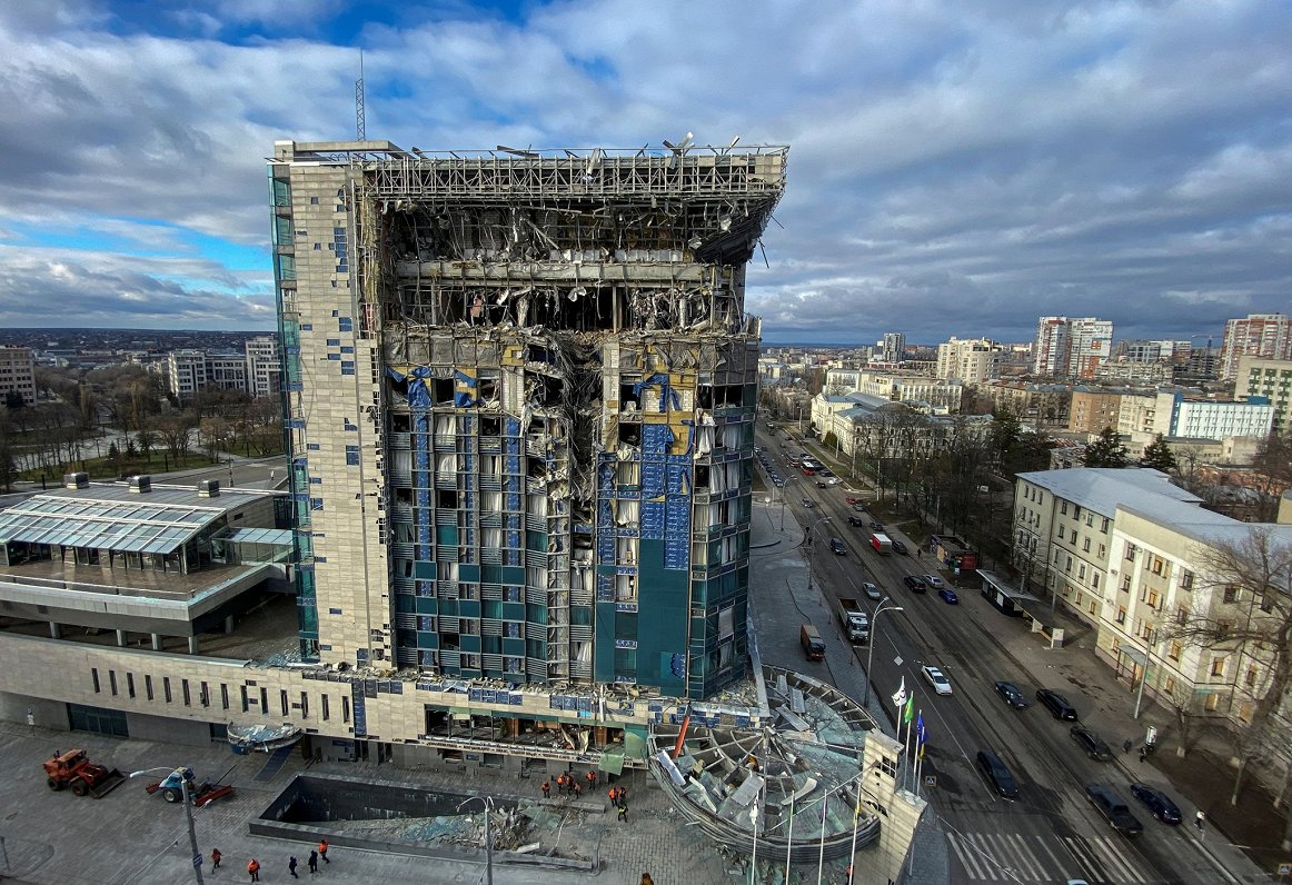 Kharkiv Palace Hotel после ракетного удара. Украина, Харьков.   31.12.2023
