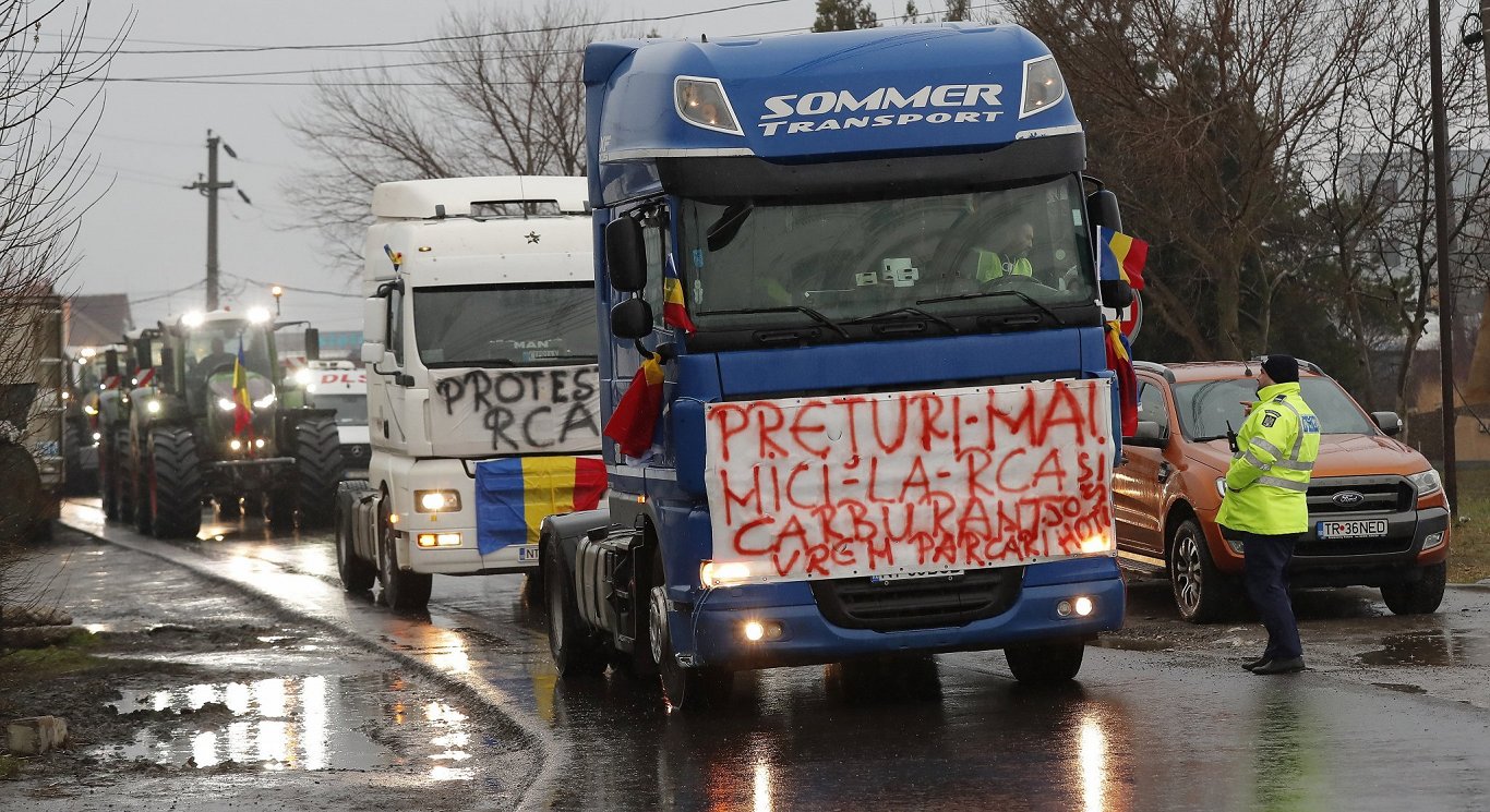 Tālbraucēju šoferu un zemnieku protests Rumānijā