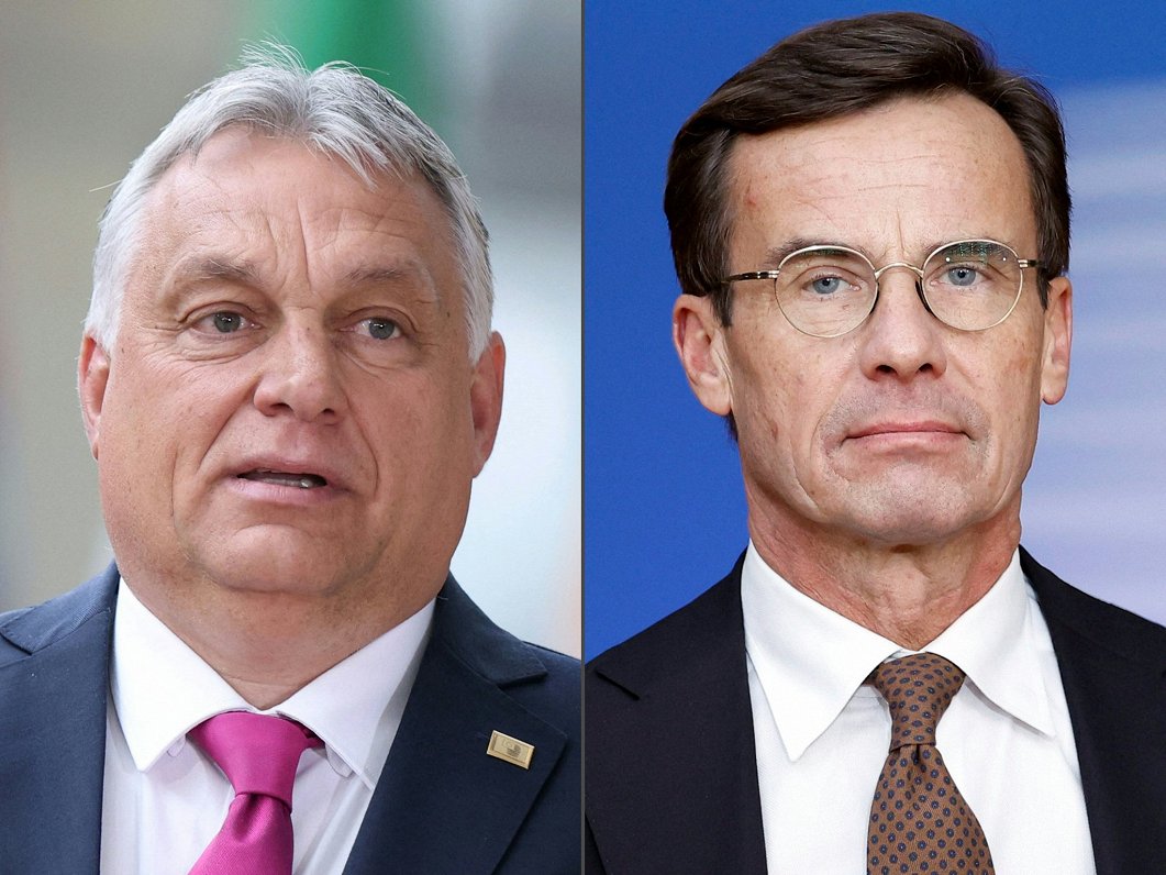 Ungārijas valdošā partija vēlas, lai Zviedrijas premjers Ulfs Kristersons (no labās) ierodas Budapeš...