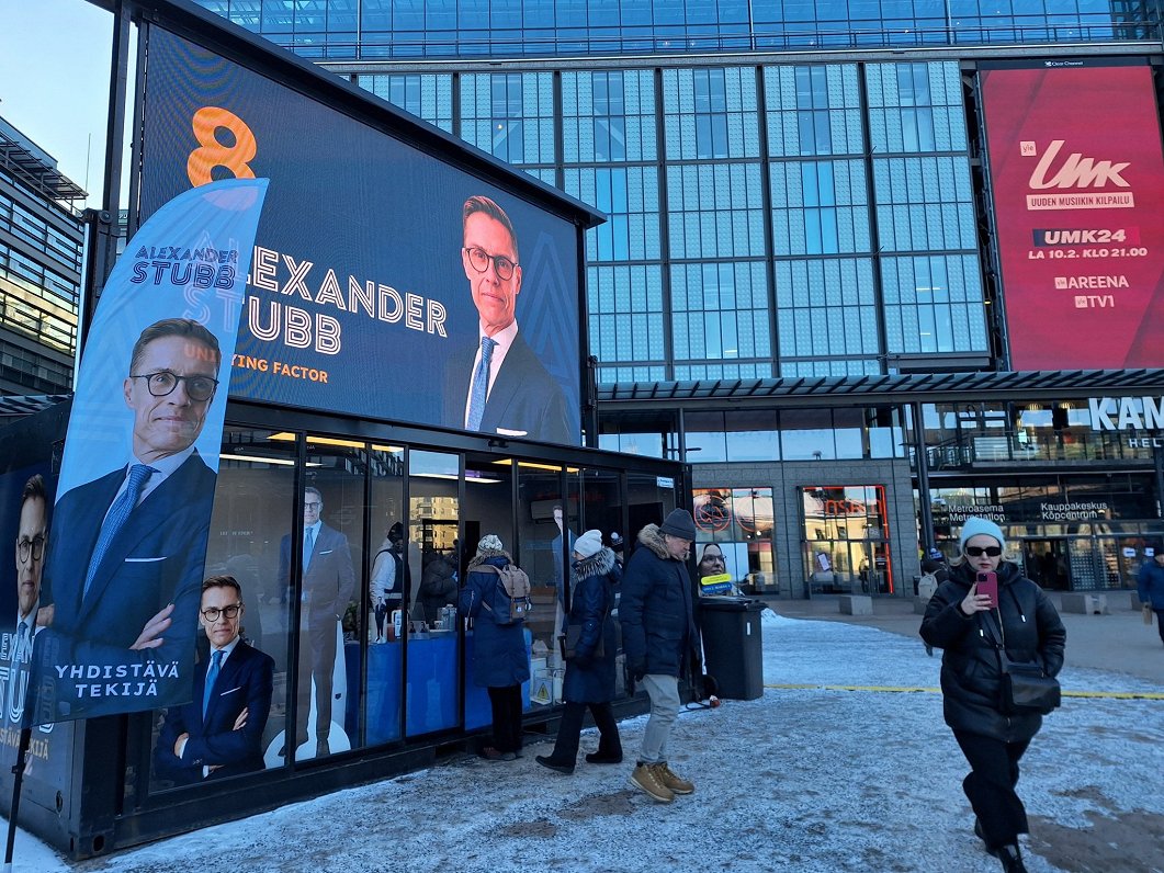Somijas prezidenta amata kandidāta Aleksandra Stuba priekšvēlēšanu pasākums