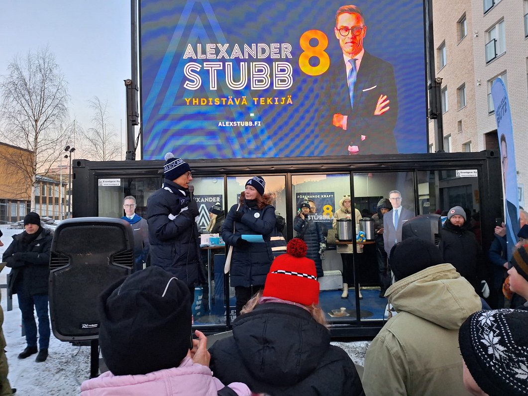 Somijas prezidenta amata kandidāta Aleksandra Stuba priekšvēlēšanu pasākums
