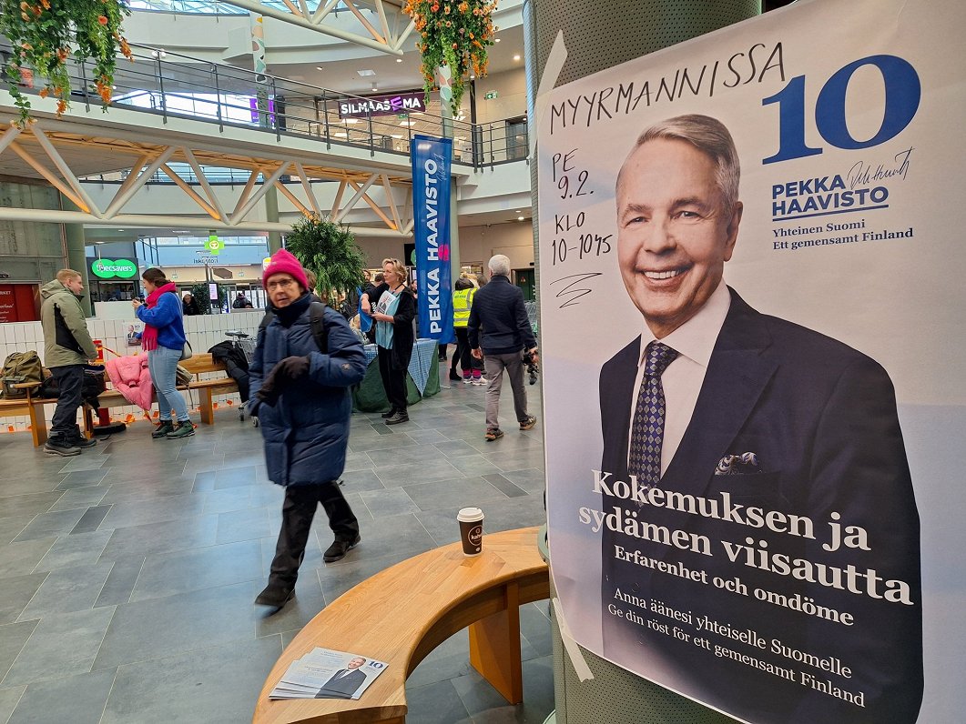 Somijas prezidenta amata kandidāta Peka Hāvisto priekšvēlēšanu pasākums