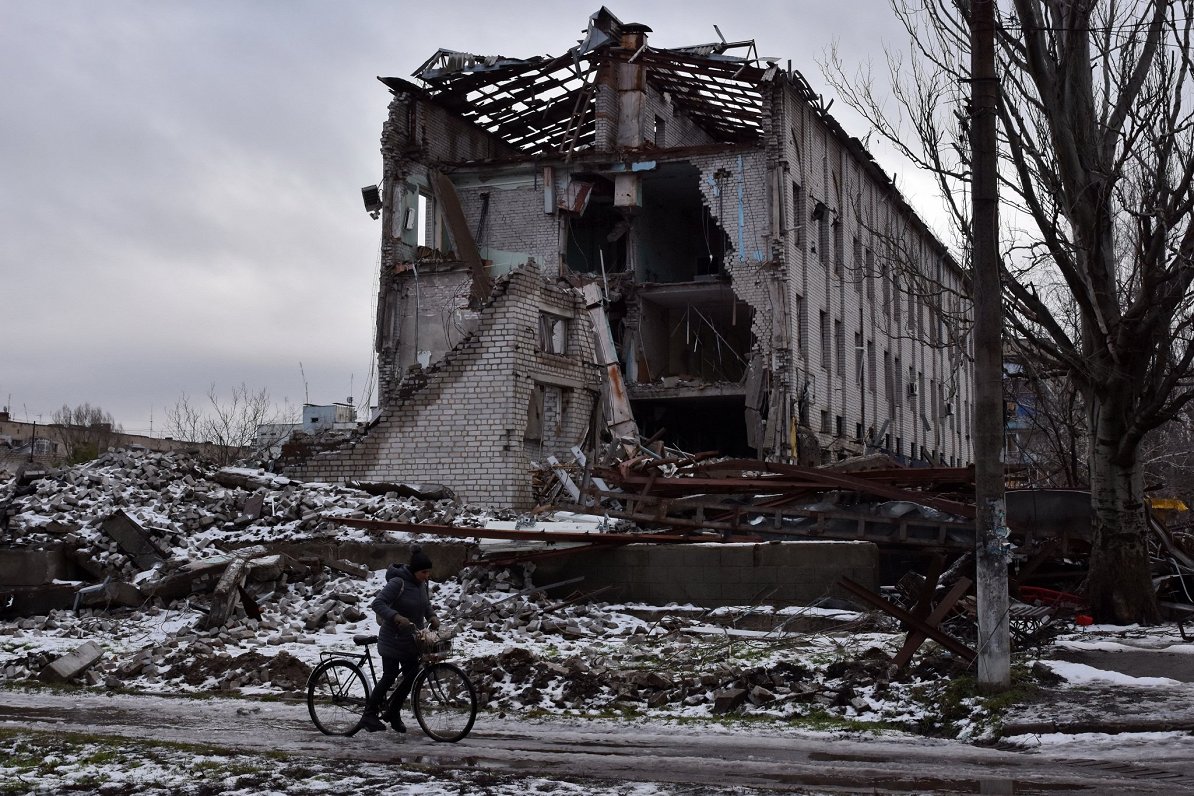 Orihivas ciems Zaporižjas apgabalā Ukrainā pēc Krievijas apšaudēm