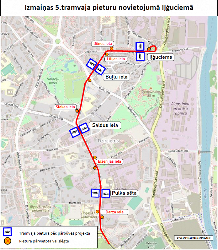 5. tramvaja maršruts kartē