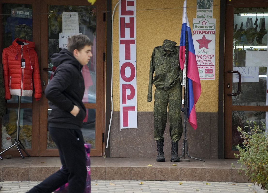 Militārā apģērba veikals Piedņestras galvaspilsētā Tiraspolē