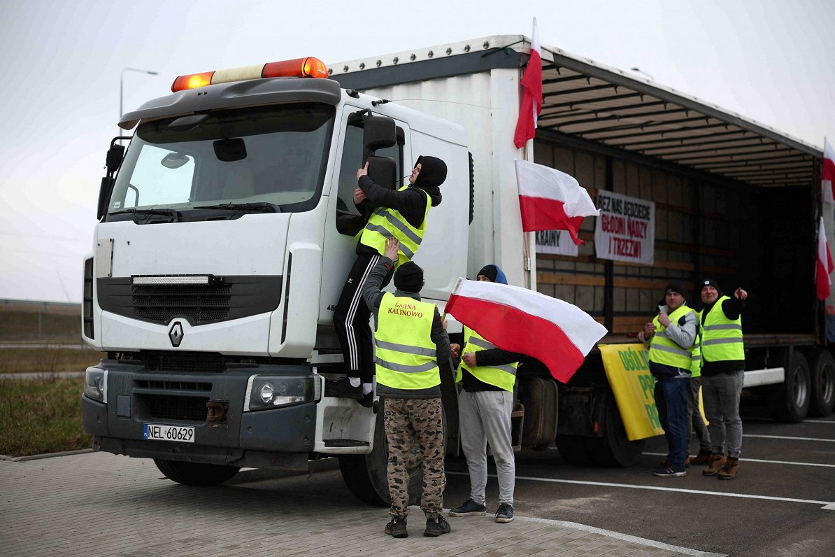 Polijas zemnieku protesta akcija pie Lietuvas robežas
