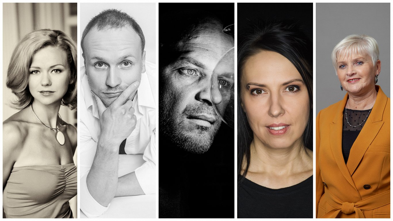 Teātra dienas izcilības balvas laureāti Dita Lūriņa, Aleksandrs Maļikovs, Lauris Dzelzītis, Inese Mi...