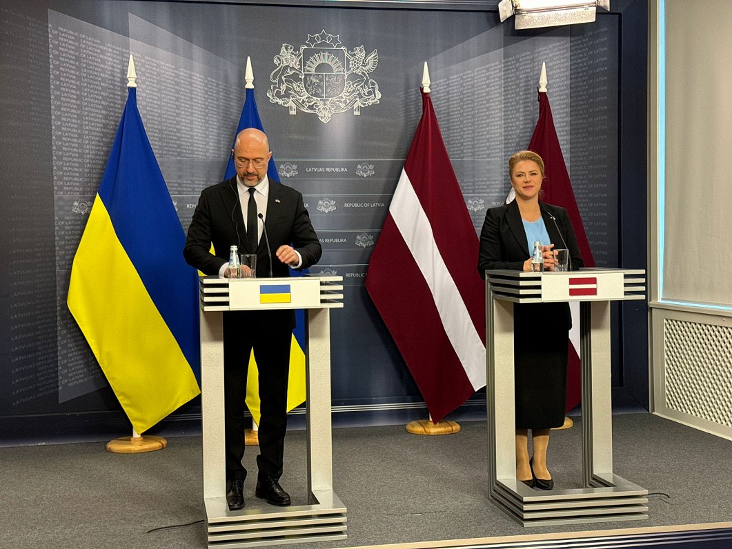 Ukrainas premjerministra Denisa Šmihaļa vizīte Rīgā. Preses konference.