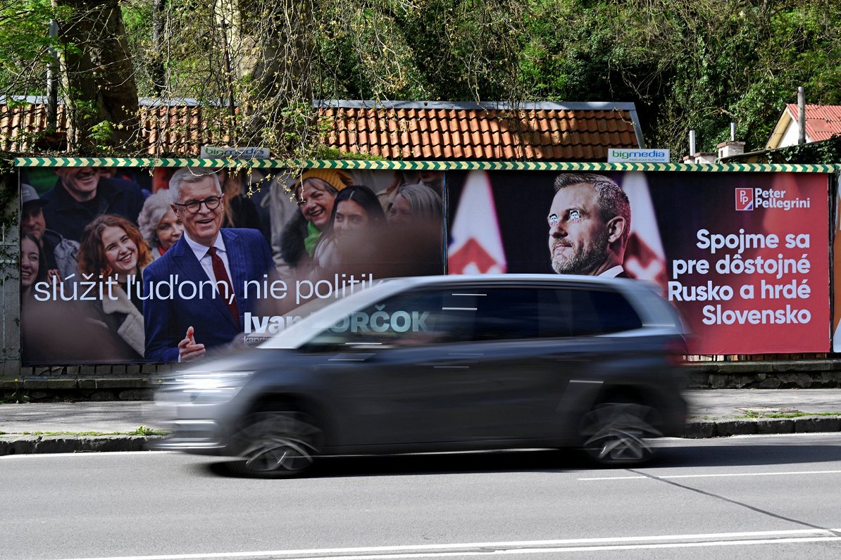 Vēlēšanu kampaņas plakāti Slovākijā, 05.04.2024