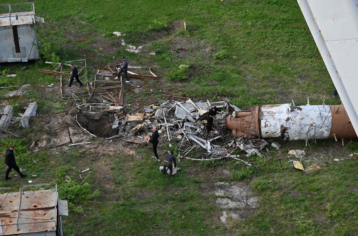 Krievijas spēku sagrautais televīzijas tornis Harkivā