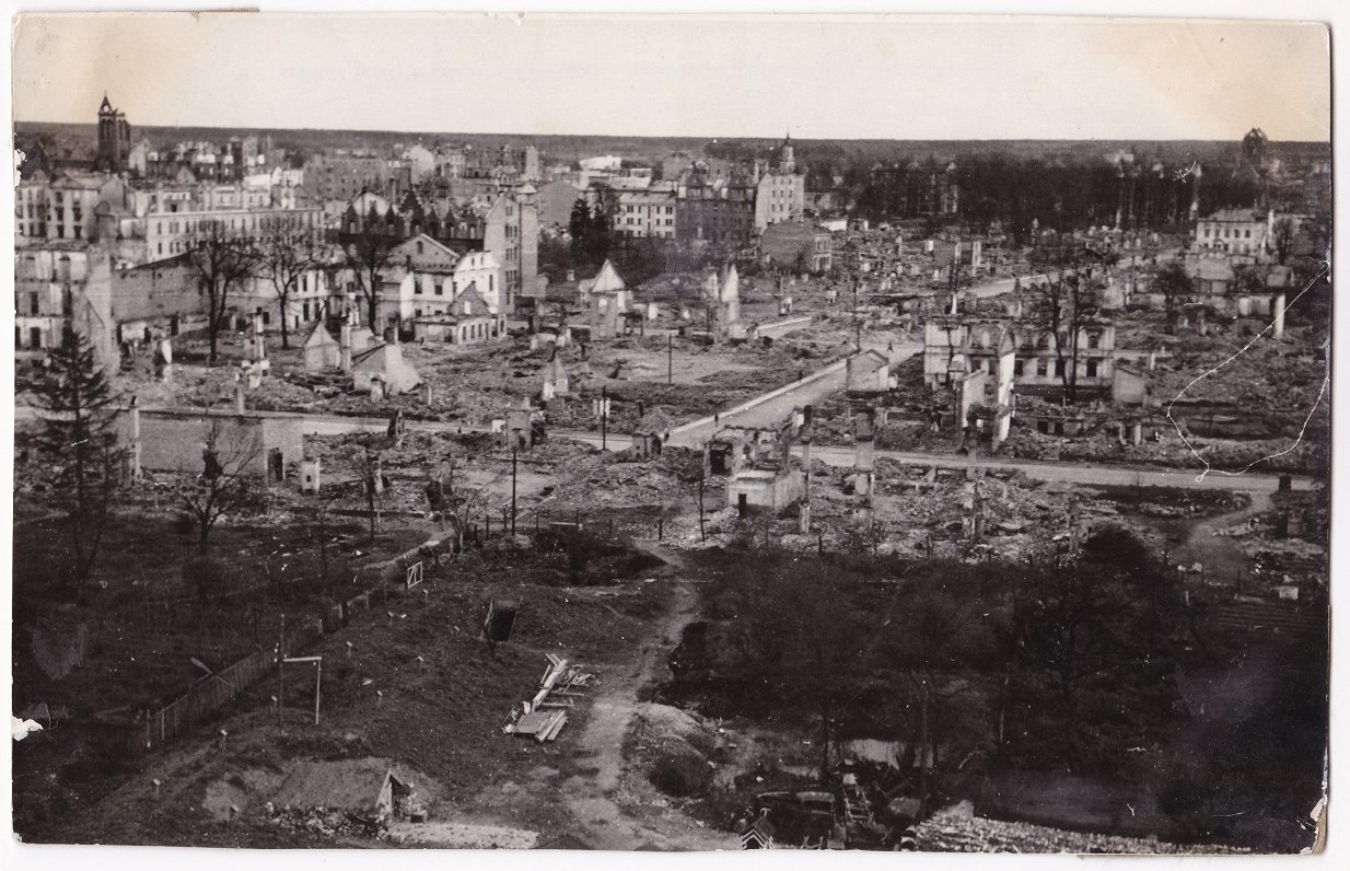 The panorama of Jelgava after the town was destroyed during the warfare between the USSR and Germany...