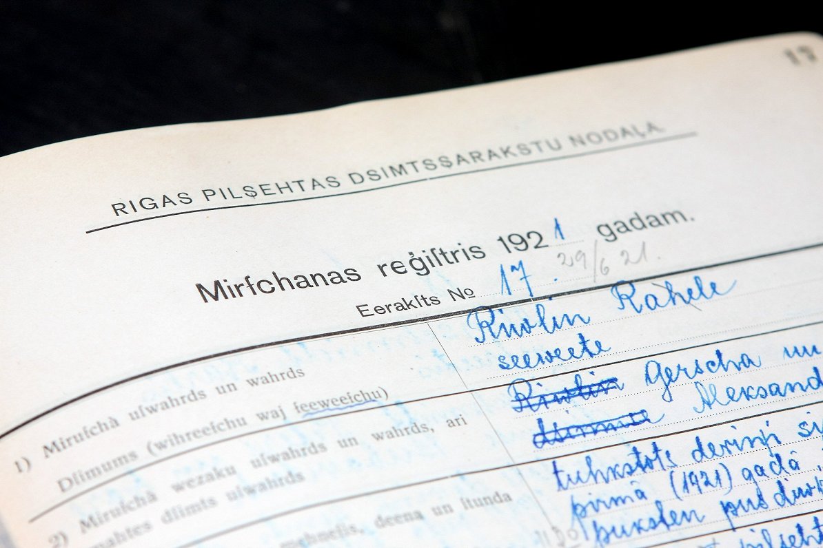 Rīgas pilsētas Dzimtsarakstu nodaļas 1921.gada Miršanas reģistra žurnāls.