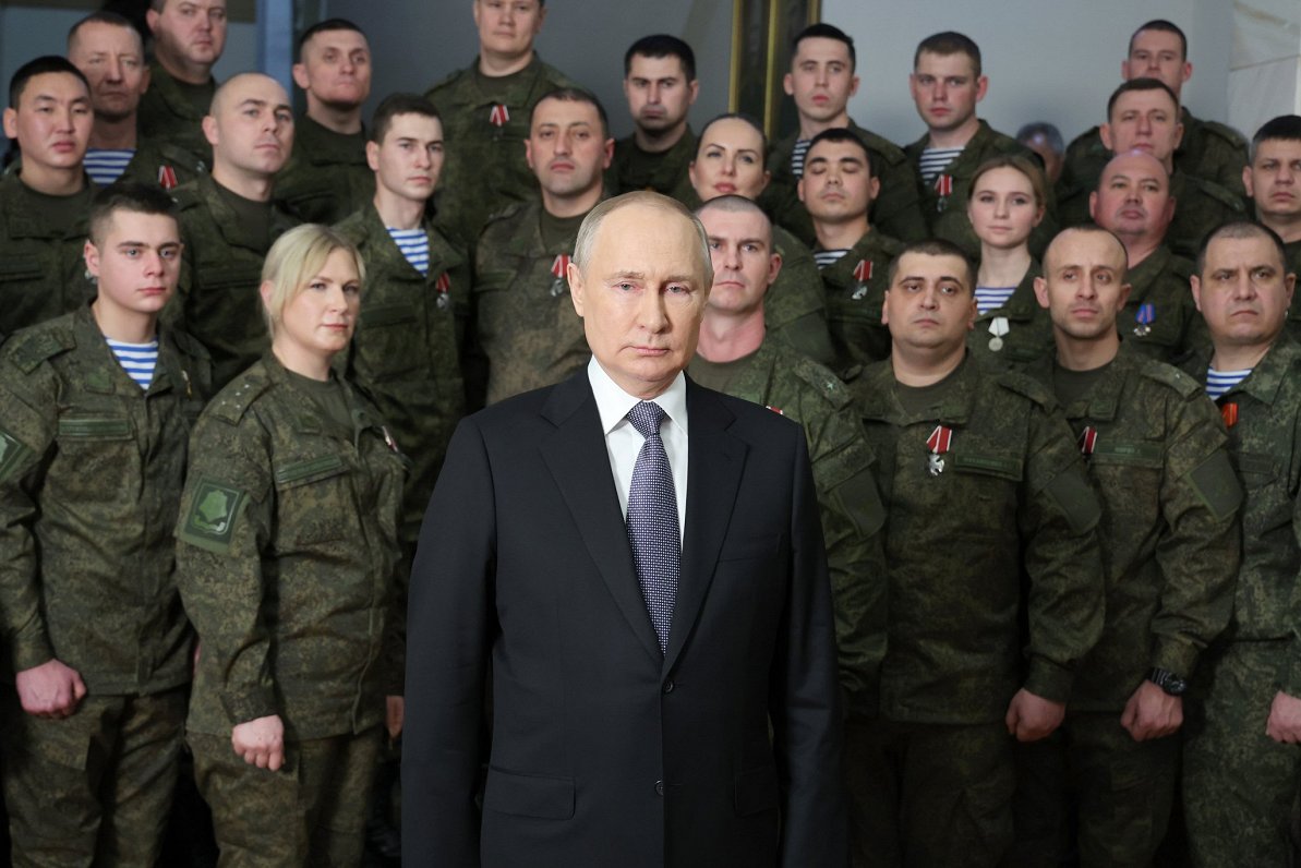 Krievijas diktators Vladimirs Putins Vecgada uzrunā pēc Krievijas pilna mēroga iebrukuma Ukrainā