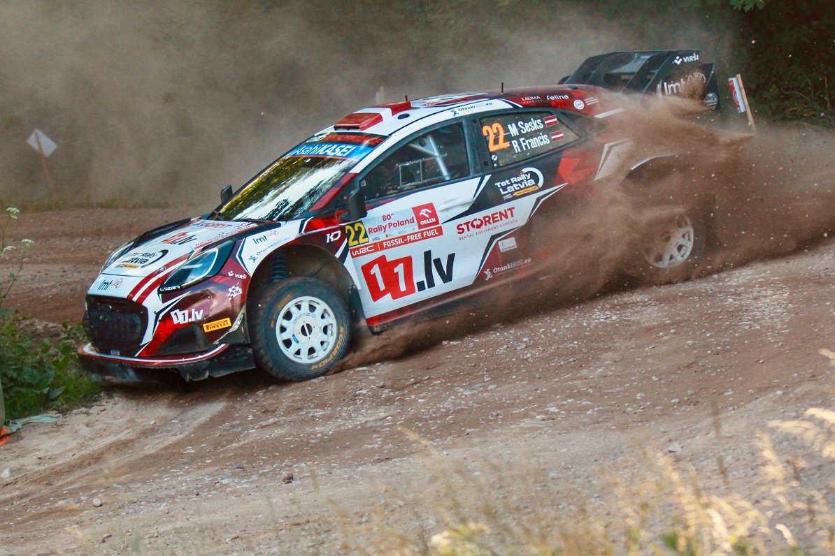Seska/Franča ekipāža 2024. gada Polijas WRC posmā.