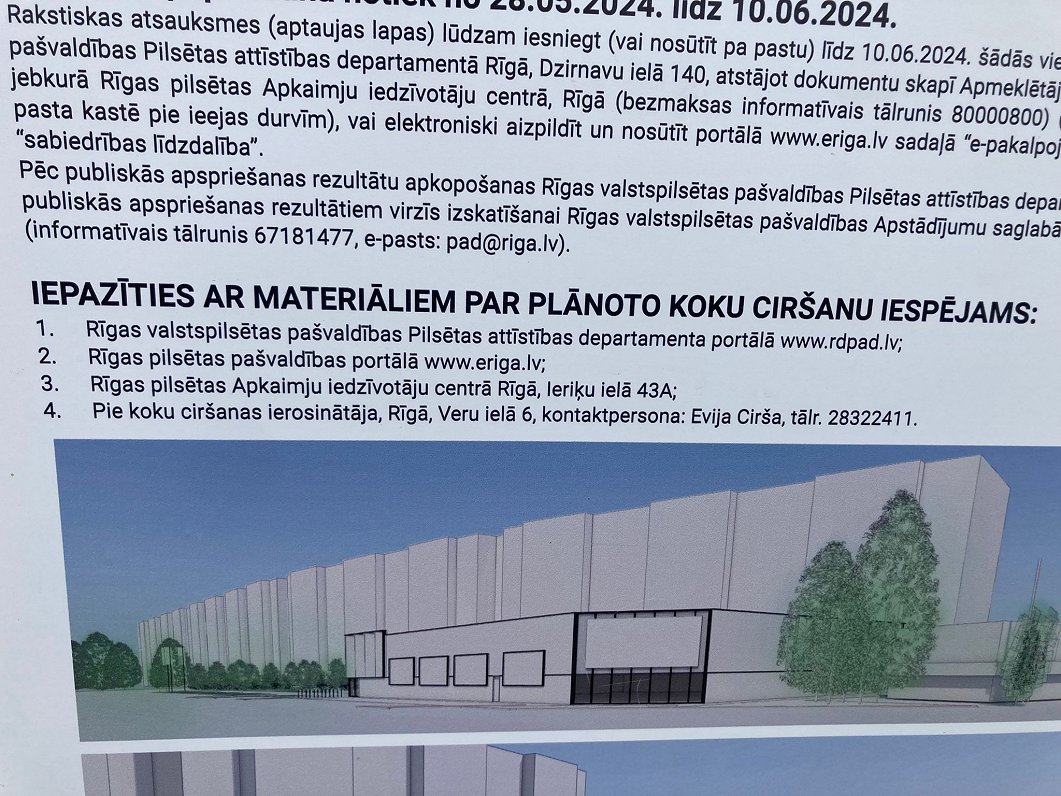 План строительства магазина, который предусматривает вырубку 16 деревьев в Риге