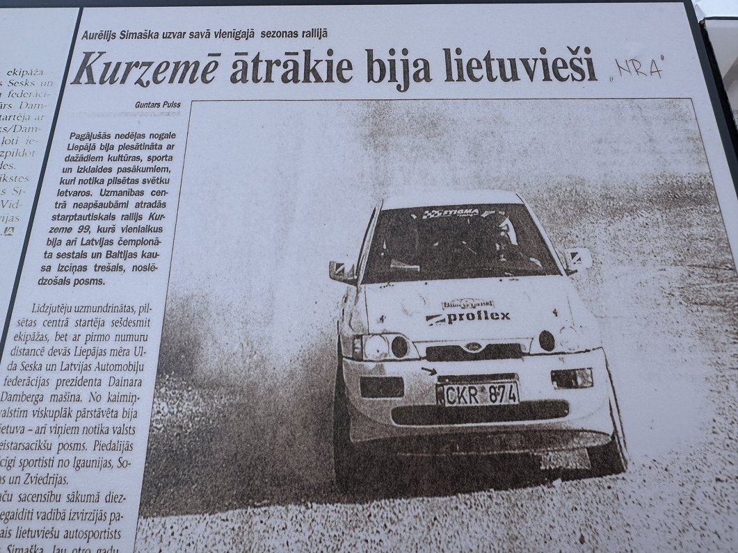 &quot;Rally 1965-2024&quot; vēstures ekspozīcija Karostā WRC Servisa parkā.