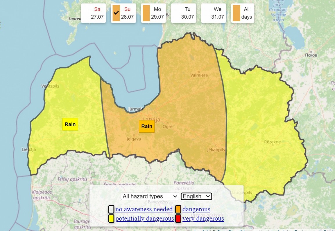 Weather warning for July 28