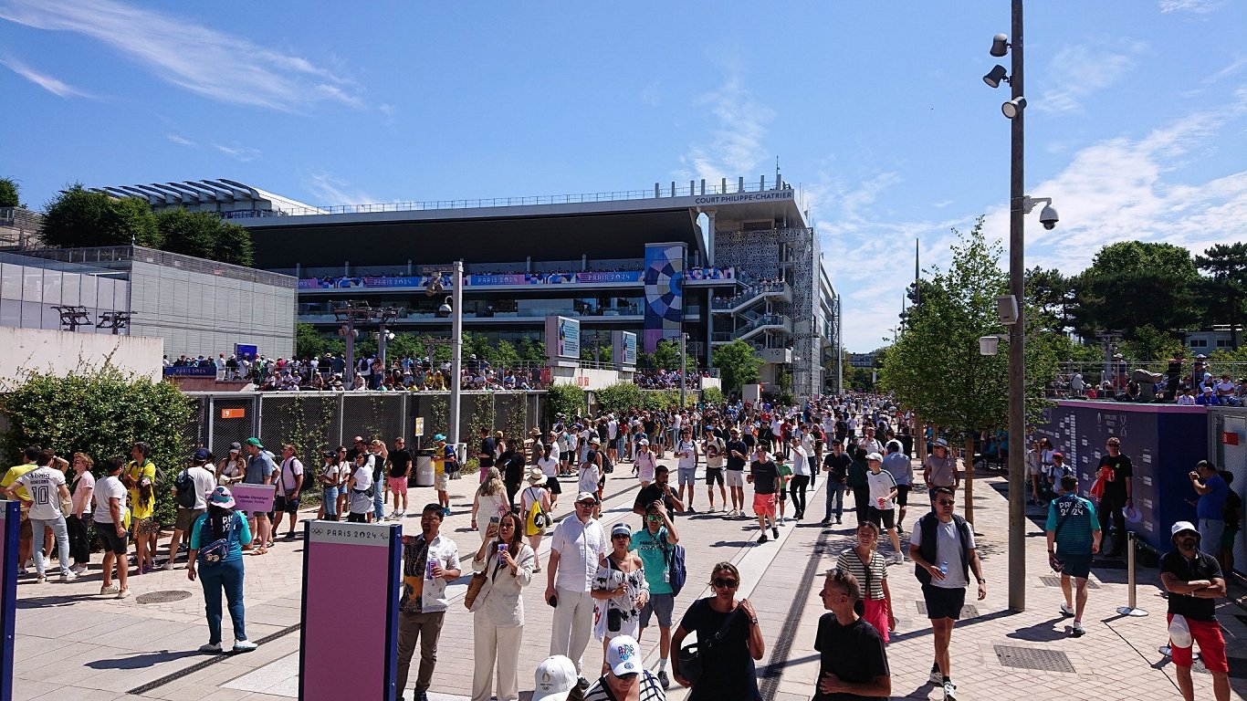 &quot;Roland Garros&quot; tenisa stadions olimpiskajās spēlēs 2024. gada 28. jūlijā