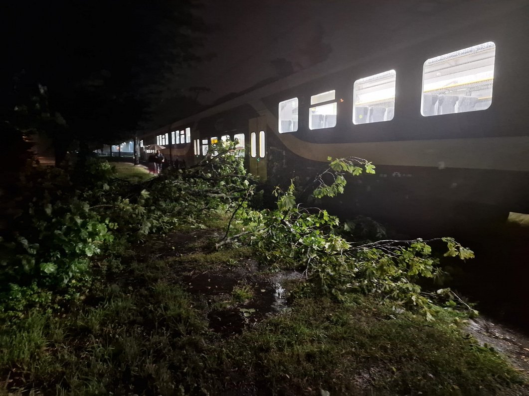 Vētras dēļ tika traucēta vilcienu un sabiedriskā transporta kustība/raksts