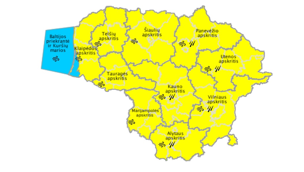 Brīdinājums par laikapstākļiem Lietuvai, 2024. gada 29. jūlijs