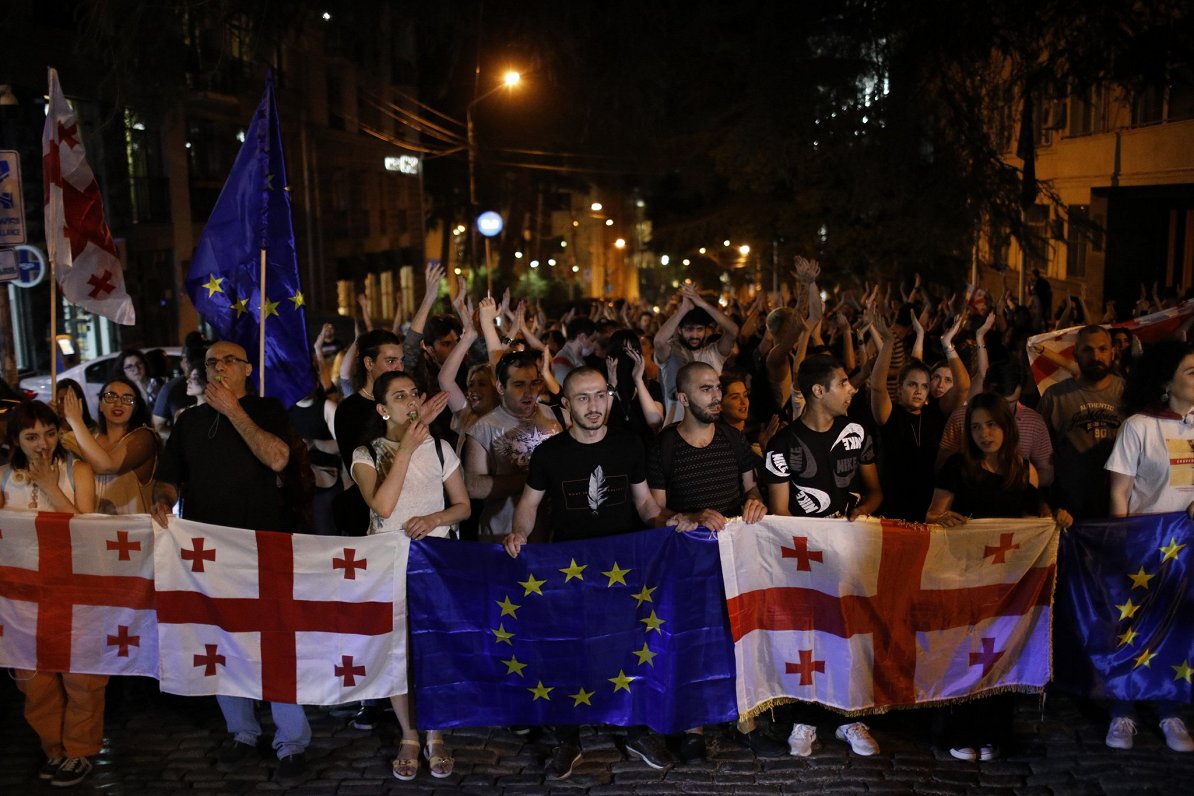 Gruzijā studenti protestē pret “ārvalstu aģentu” likumu, 05.06.2024