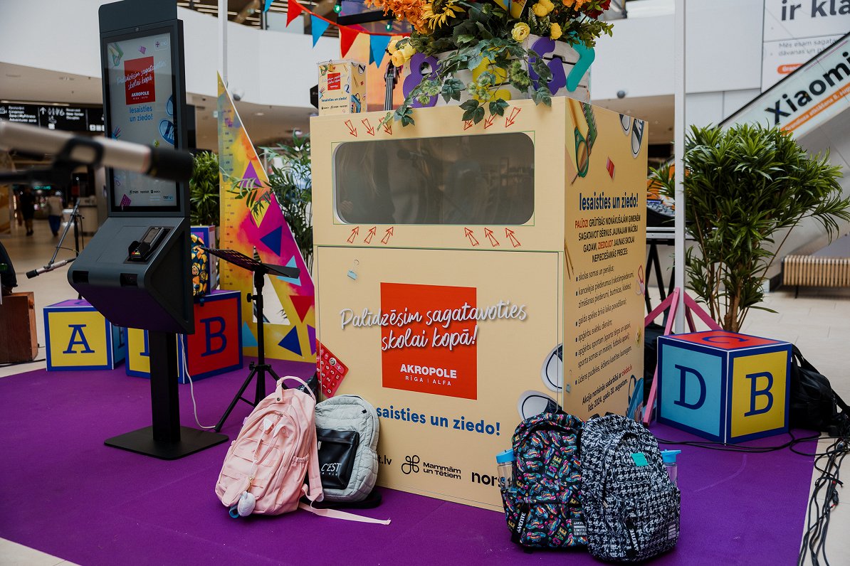 School supplies collection point at Akropole shopping malls