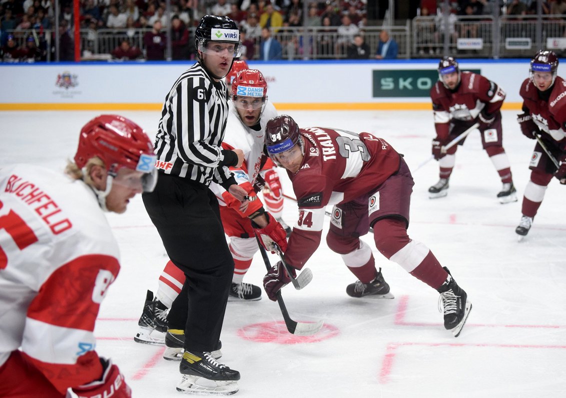 Latvijas hokejisti pārspēj Dānijas izlasi pārbaudes spēlē