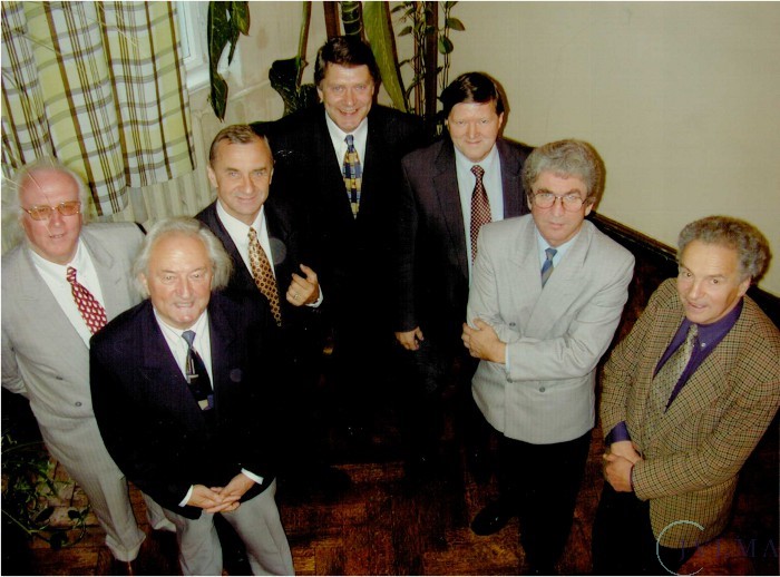 JVLMA Kora diriģēšanas katedra 1999. gadā (no kreisās): Edgars Račevskis, Imants Kokars, Jānis Zirni...