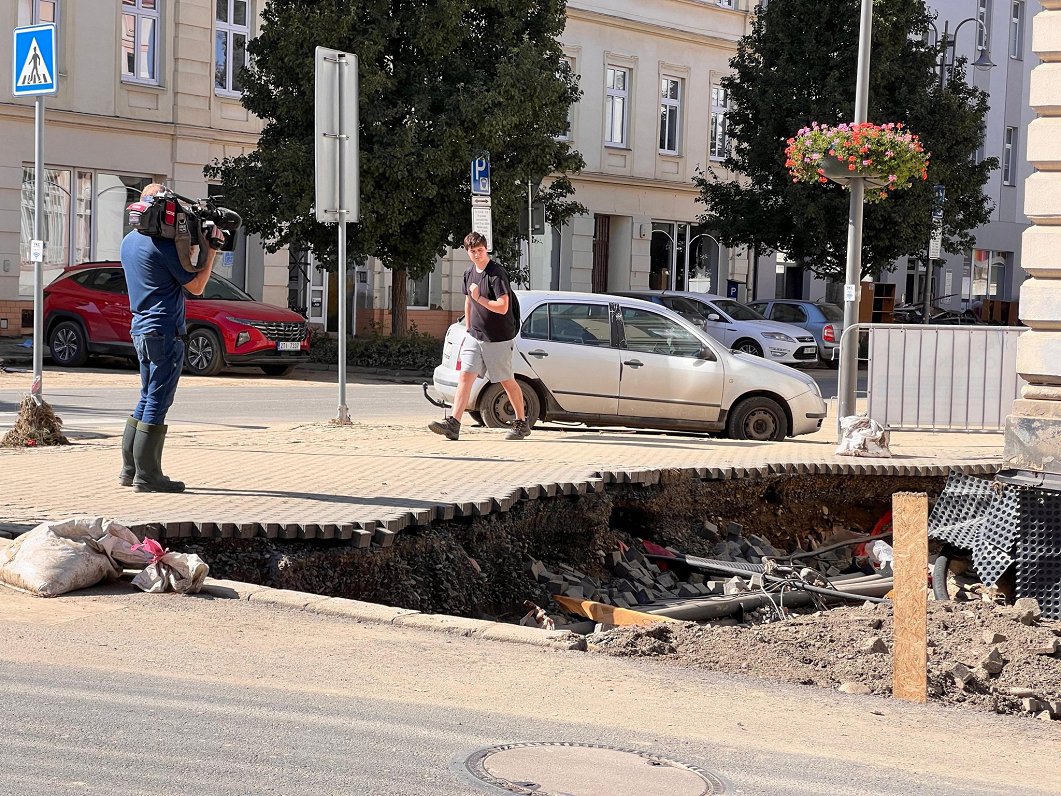 Pašvaldību vēlēšanu dienu plūdu postītajā Čehijas pilsētā Krnovā.