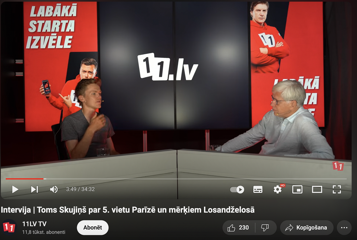 Valdis Valters (labajā pusē) “11LV TV” &quot;YoTube&quot; kanālā.