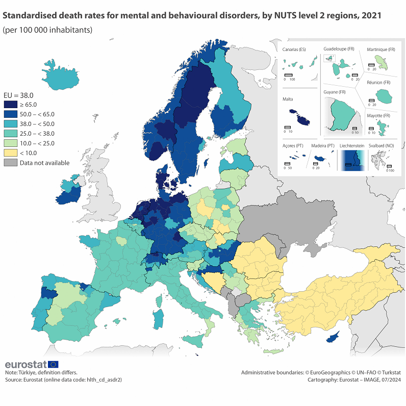 Death rates for mental and behavioural disorders