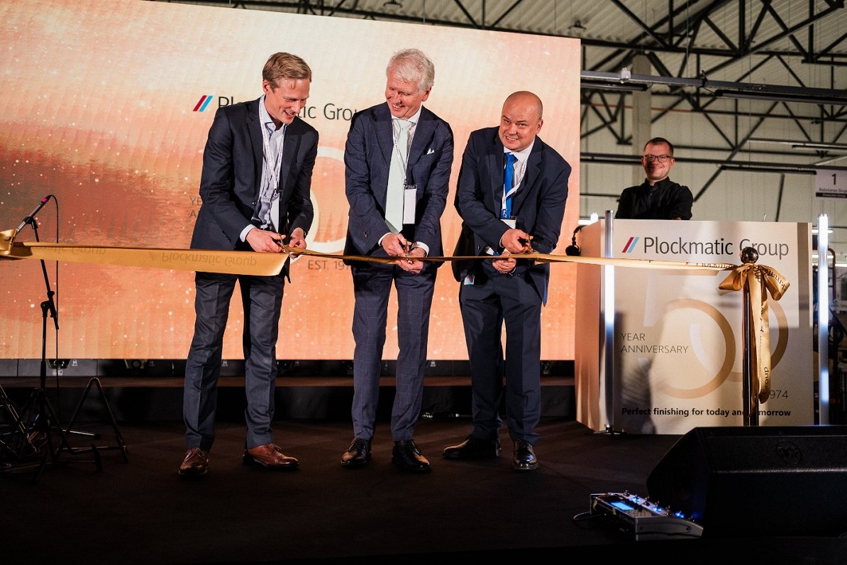 Oscar Claeson (Accent, chairman), Jan Marstorp (CEO, Plockmatic Group) and Arnis Irbens (Plant Manag...