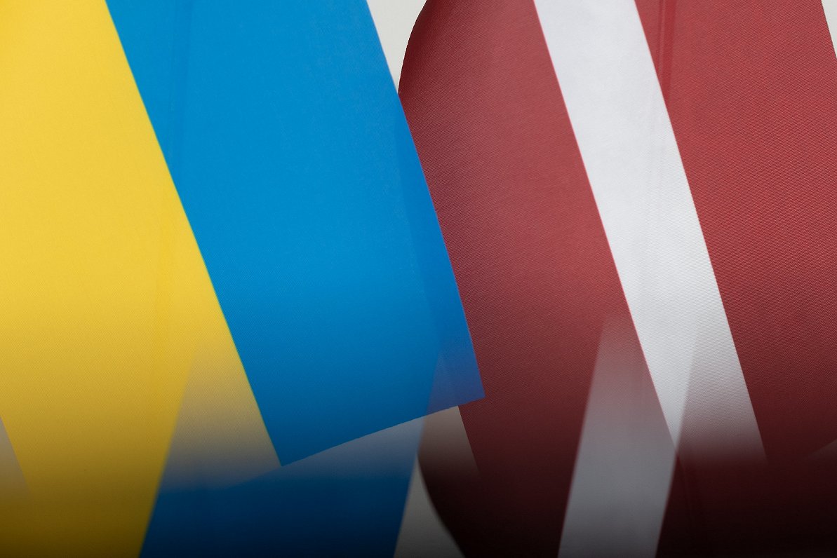 Flags of Ukraine and Latvia for Crimea platform parliamentary summit