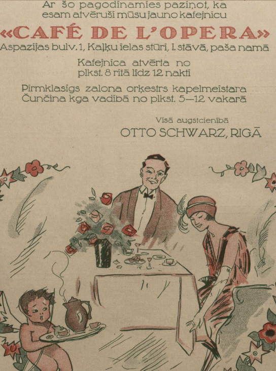 Restorāna &quot;Café De L'Opéra&quot; reklāmattēls laikrakstā &quot;Nedēļa&quot;, Nr.5 (05.02.1926)