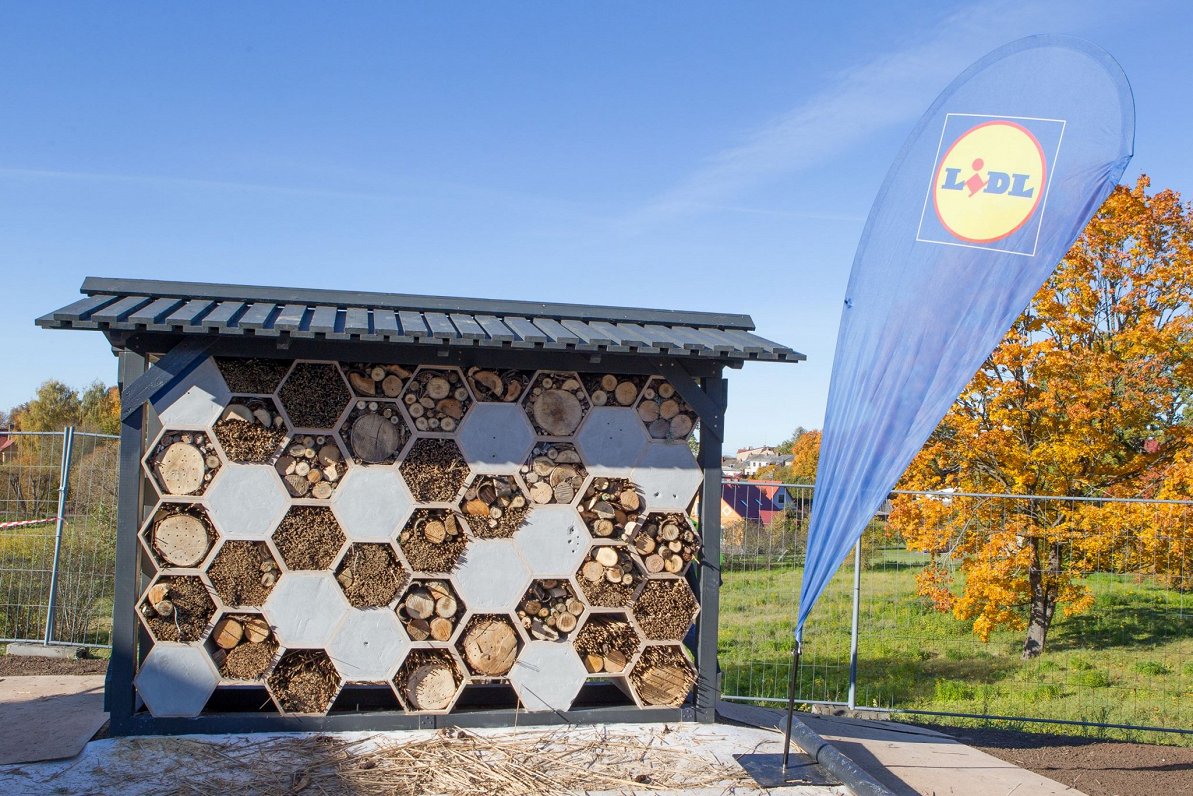 Insect house at Lidl supermarket in Cēsis