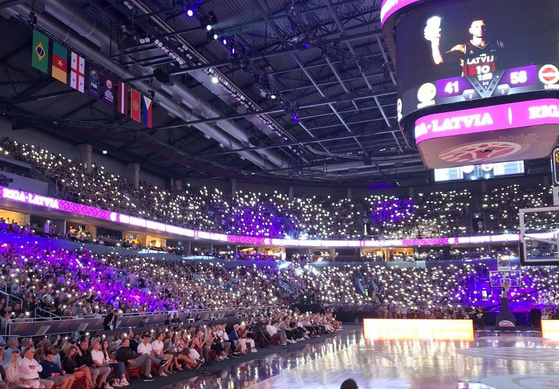 &quot;Arēna Rīga&quot; Latvijas vīriešu basketbola izlases spēlē